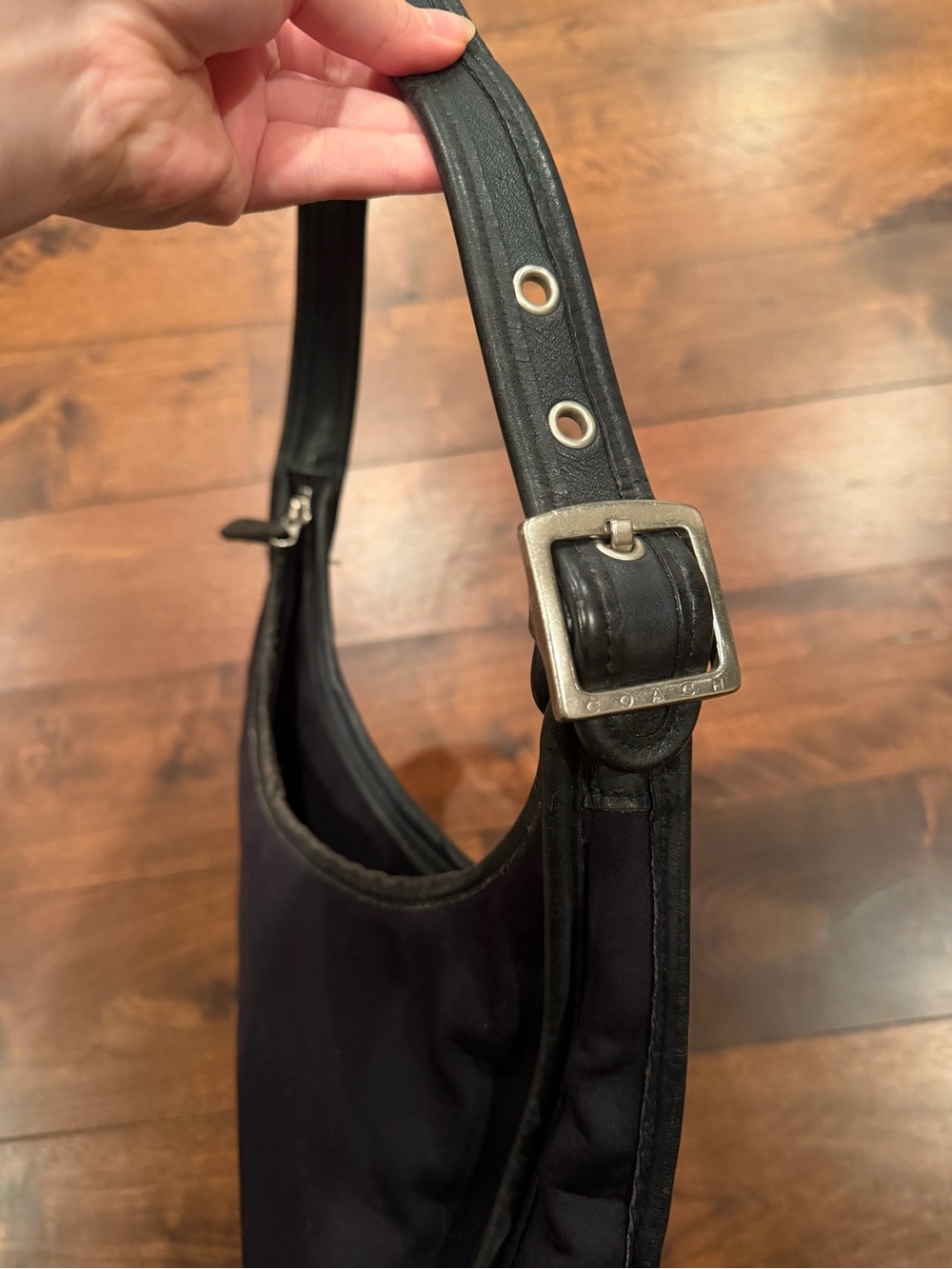 Vintage Coach Neo Ergo Pocket Zip Neoprene & Leather Satchel Purse 6203 Black - Picture 4 of 9